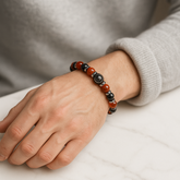 Men's Family Harmony Bracelet: Eye Agate, Hematite, Carnelian and Silver